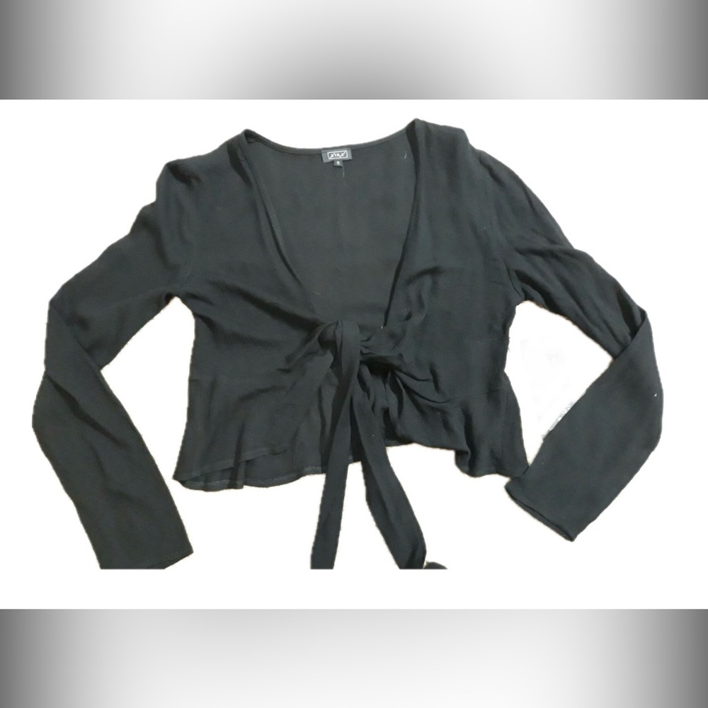 Lira Black Tie-Front Cropped Top